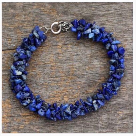 Lapis Lazuli Sterling Silver ClusterBracelet. Buy and get matching earring free - Picture 5 of 5